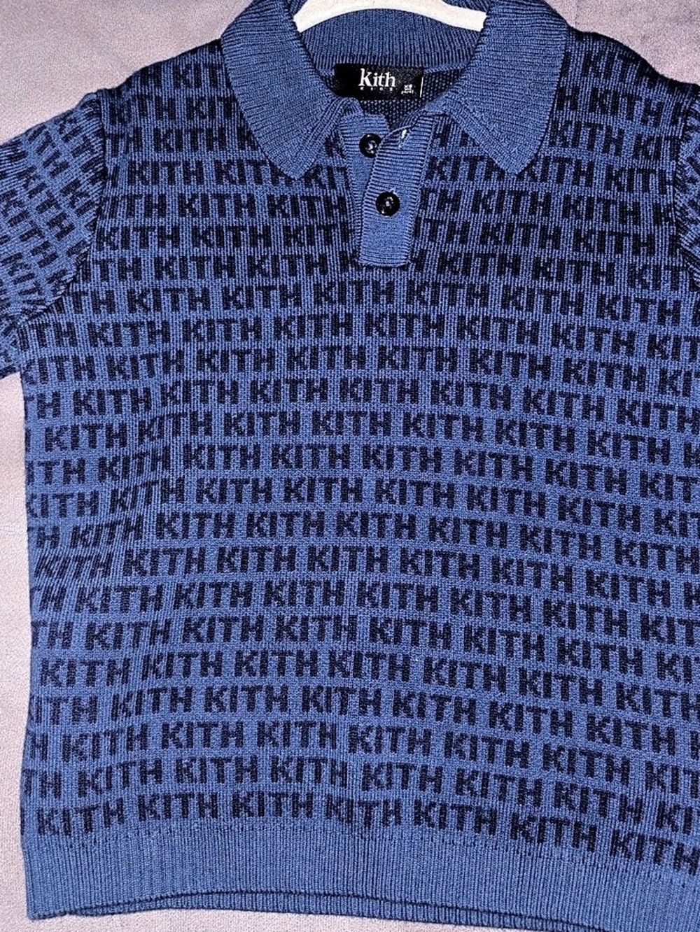 Kith Kids Monogram Jacquard Tilden Polo Blue